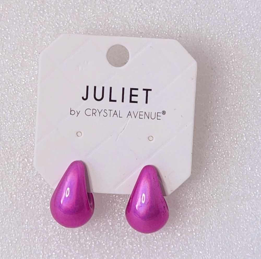Juliet by Crystal Avenue Oversize Iridescent Teardrop Stud Earrings